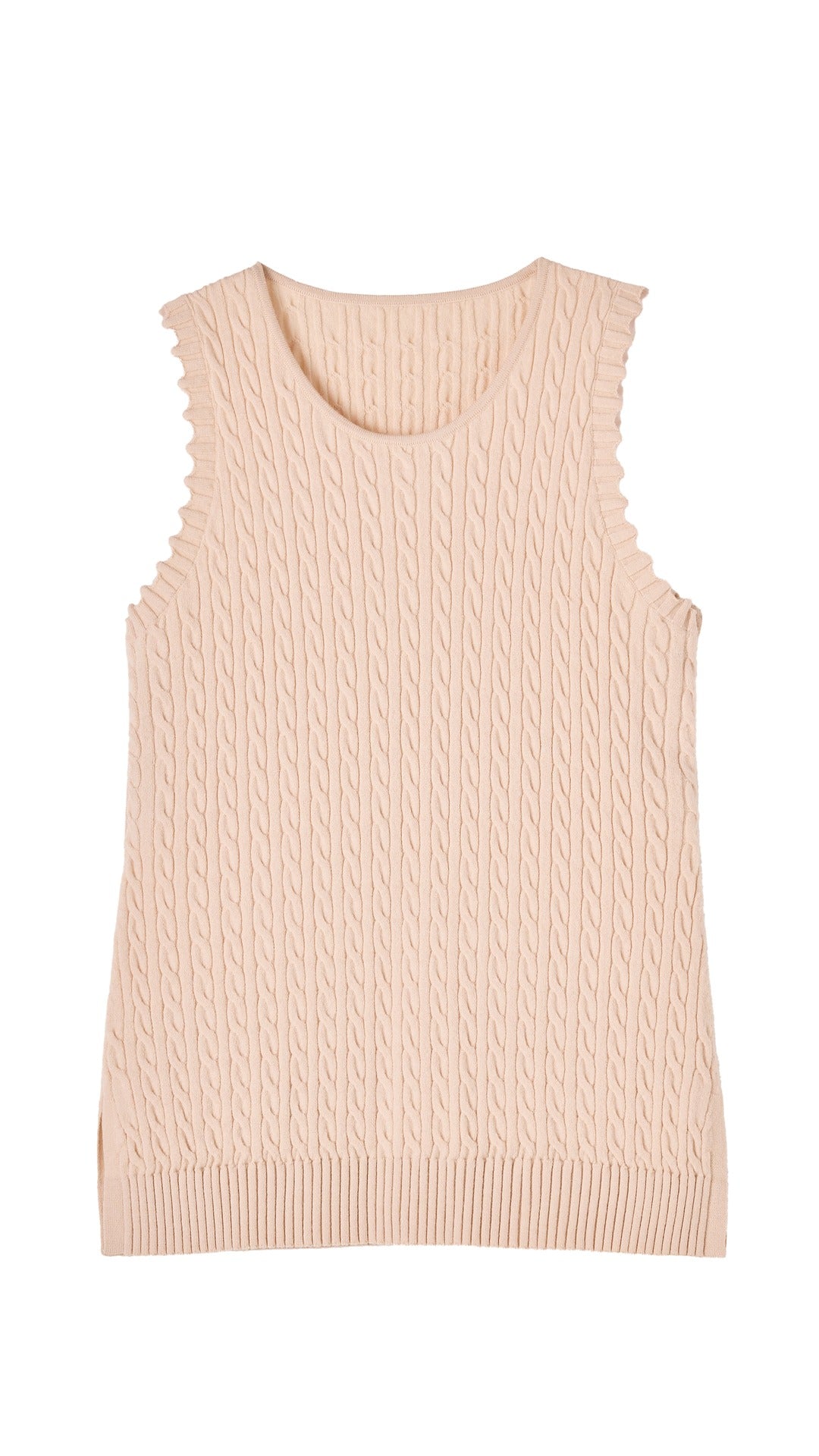 Cable Knit Tank Top - Oatmeal