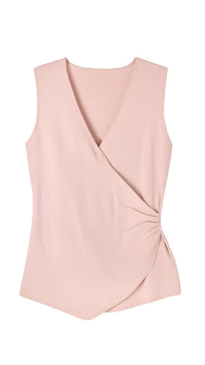 Knit Cross Tank Top - Pink