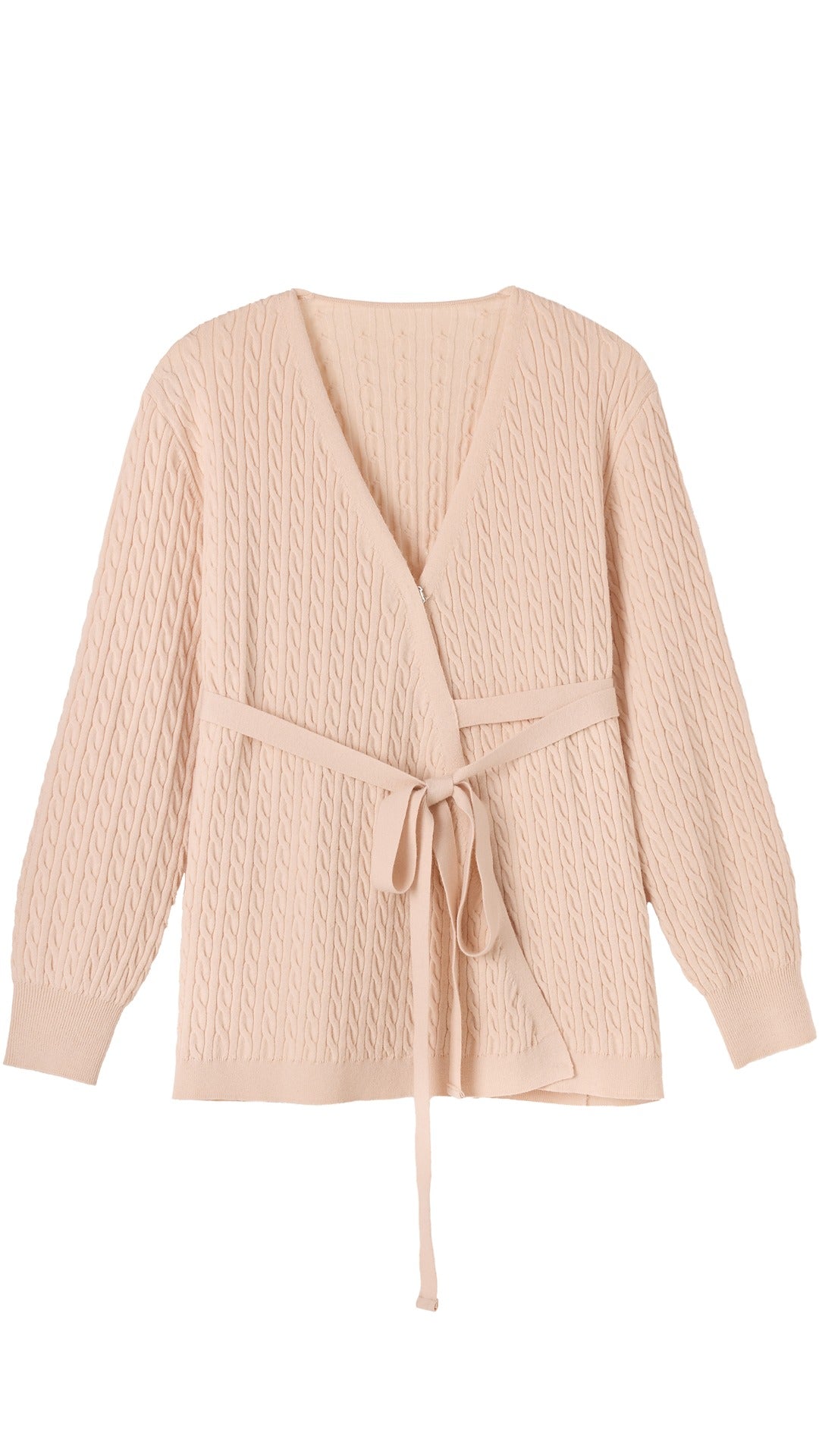 Cable Knit Wrap Top - Oatmeal