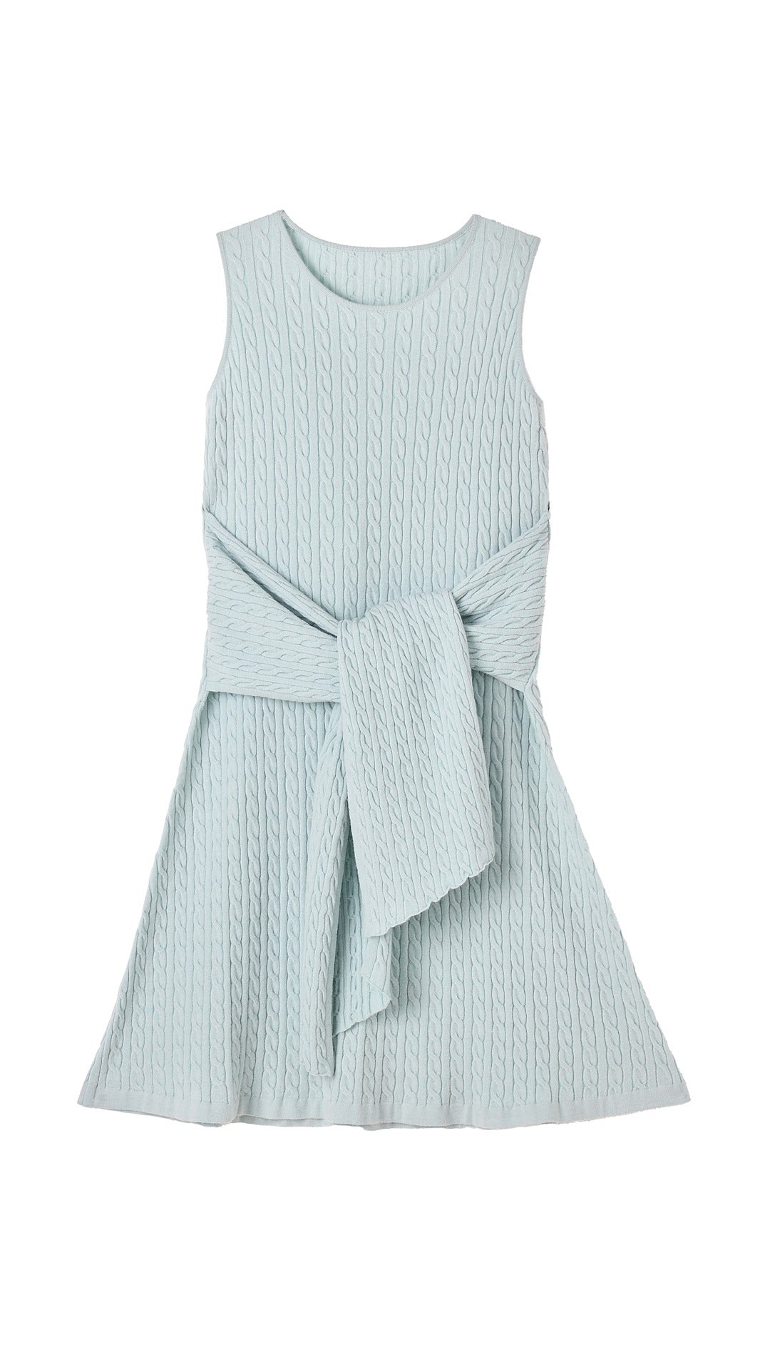 Sarong Inspired Cable Knit Tank Dress - Blue