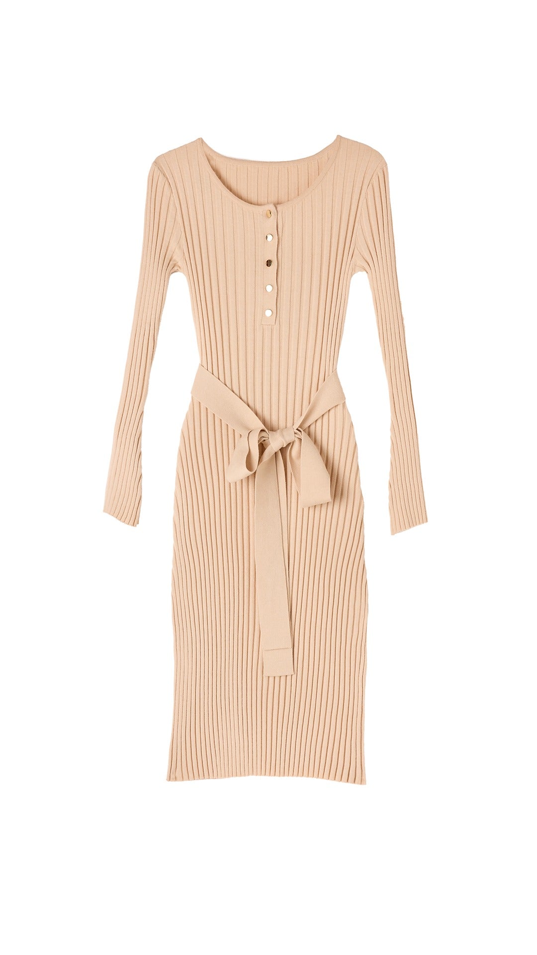Cosy Flared Knit Dress - Oatmeal