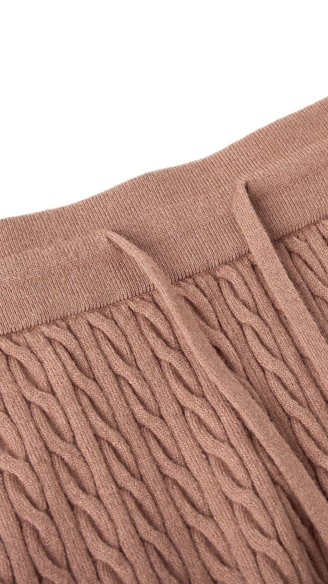 Cable Knit Straight Leg Pants - Brown