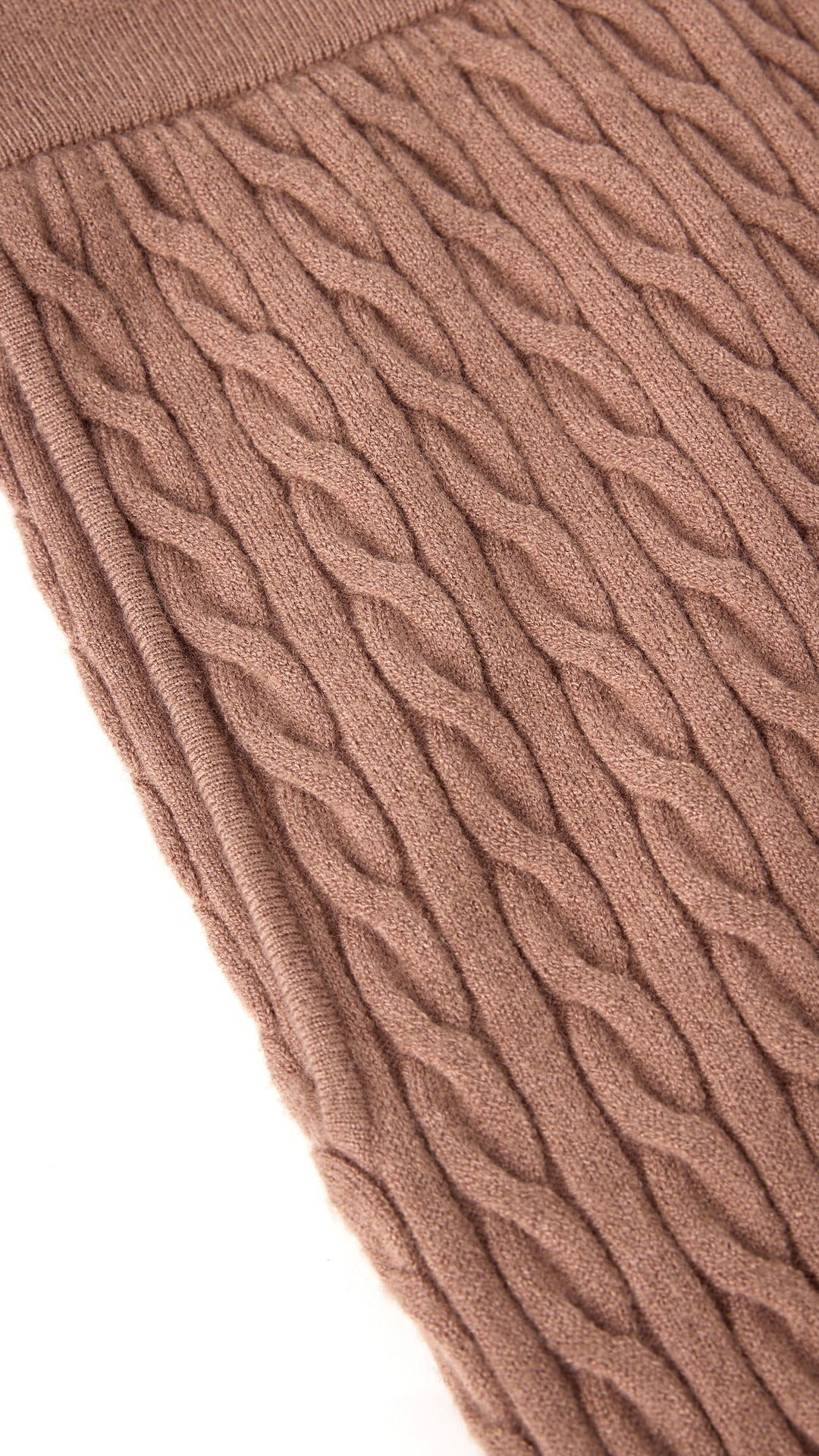 Cable Knit Straight Leg Pants - Brown