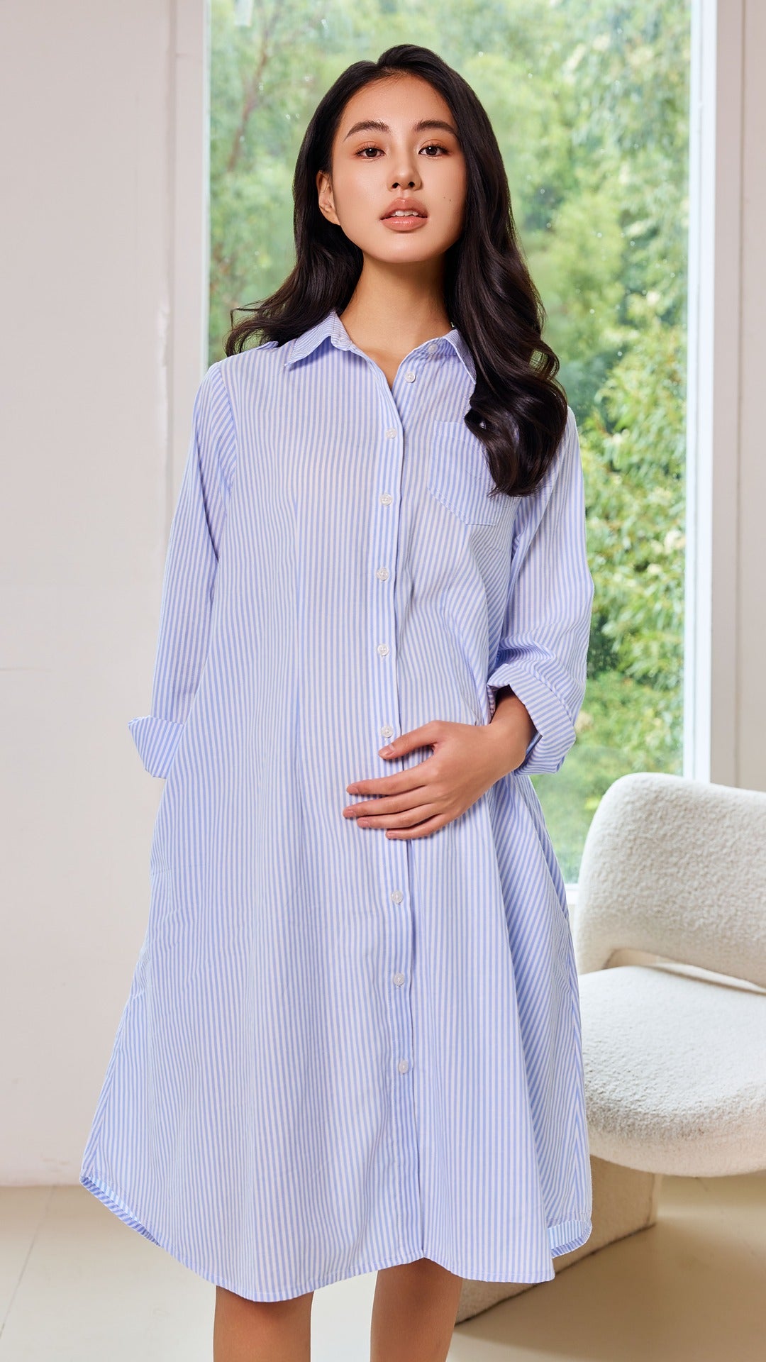 Timeless Striped Shirt Dress - Blue