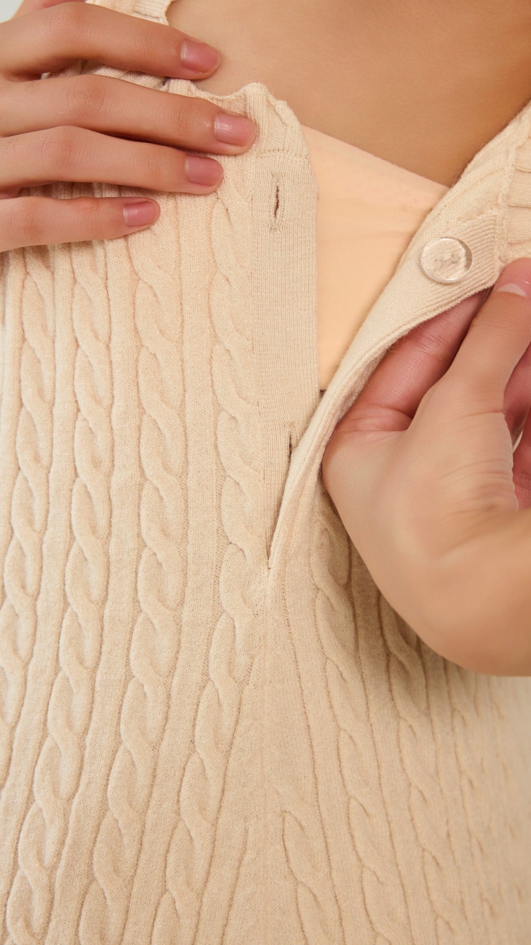 Cable Knit Tank Top - Oatmeal