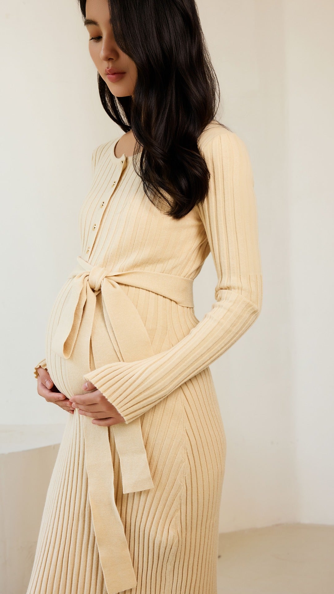 Cosy Flared Knit Dress - Oatmeal