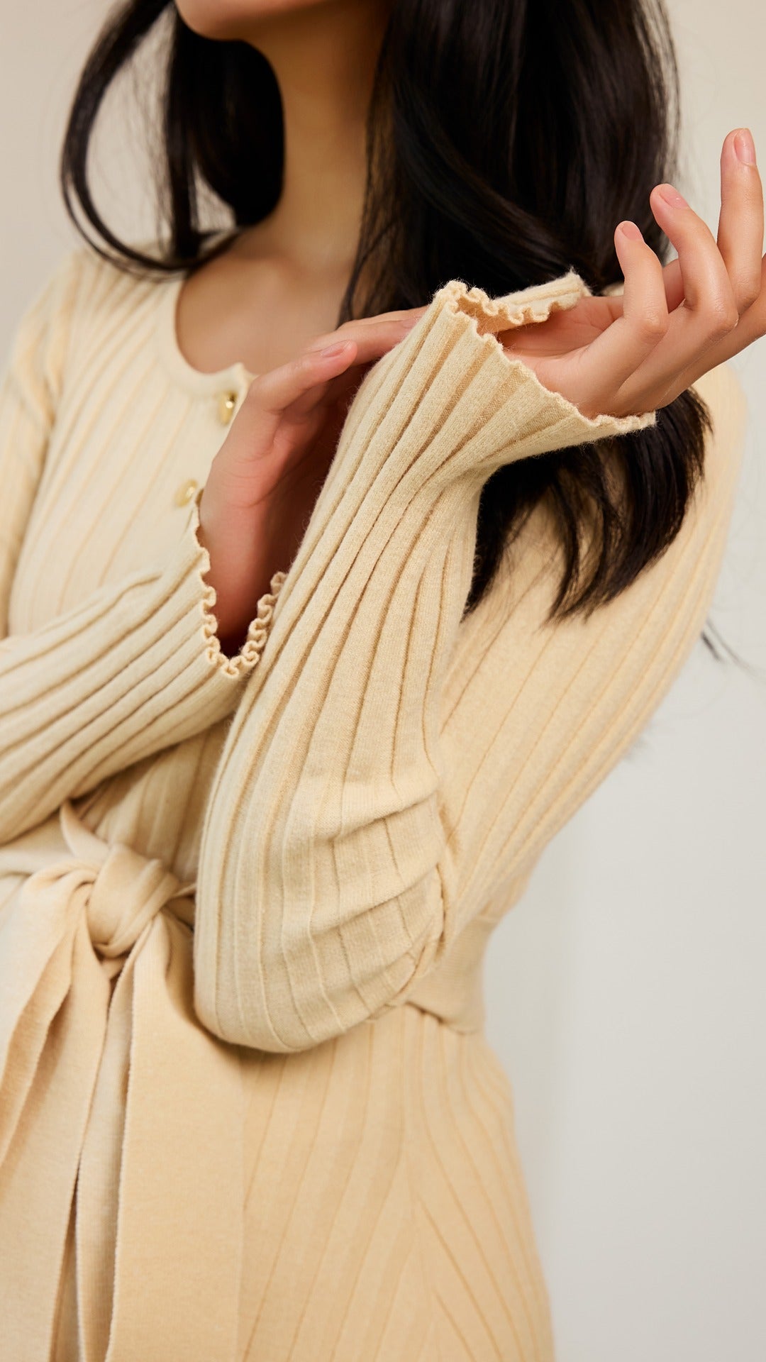 Cosy Flared Knit Dress - Oatmeal