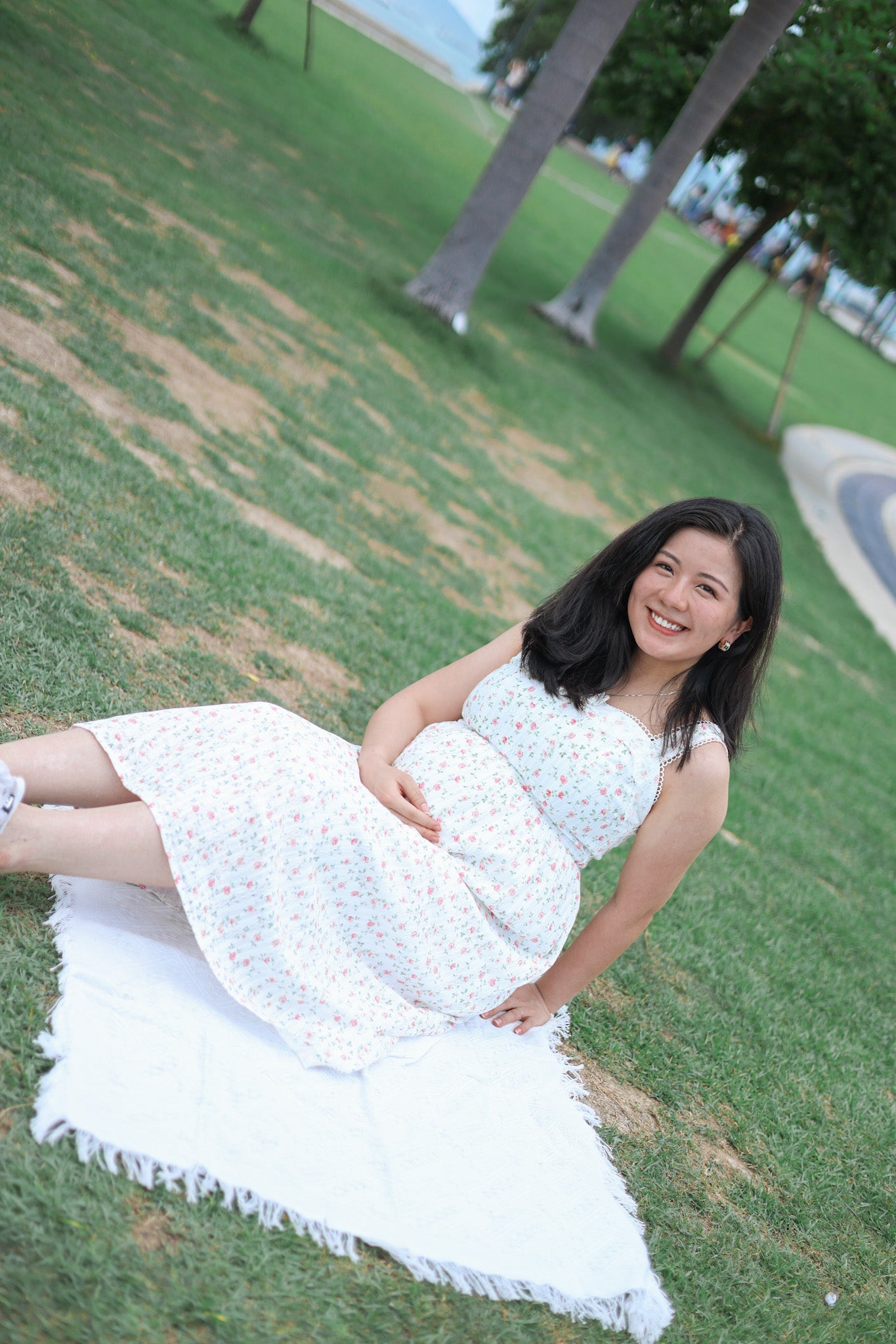 Floral Cotton Stretch Midi Dress