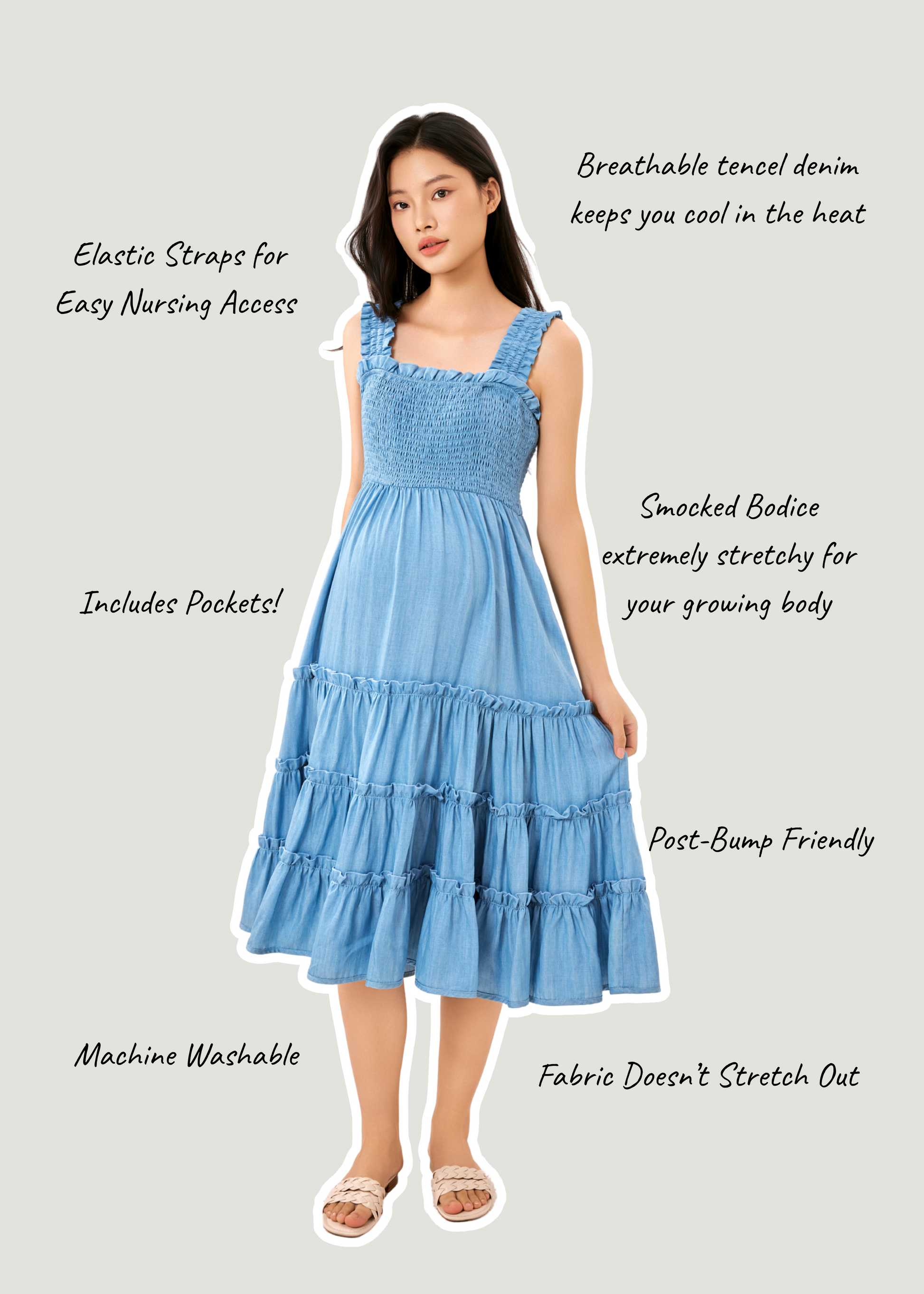 bump friendly denim dress Blue Denim Button Up Maternity Dress PinkBlush