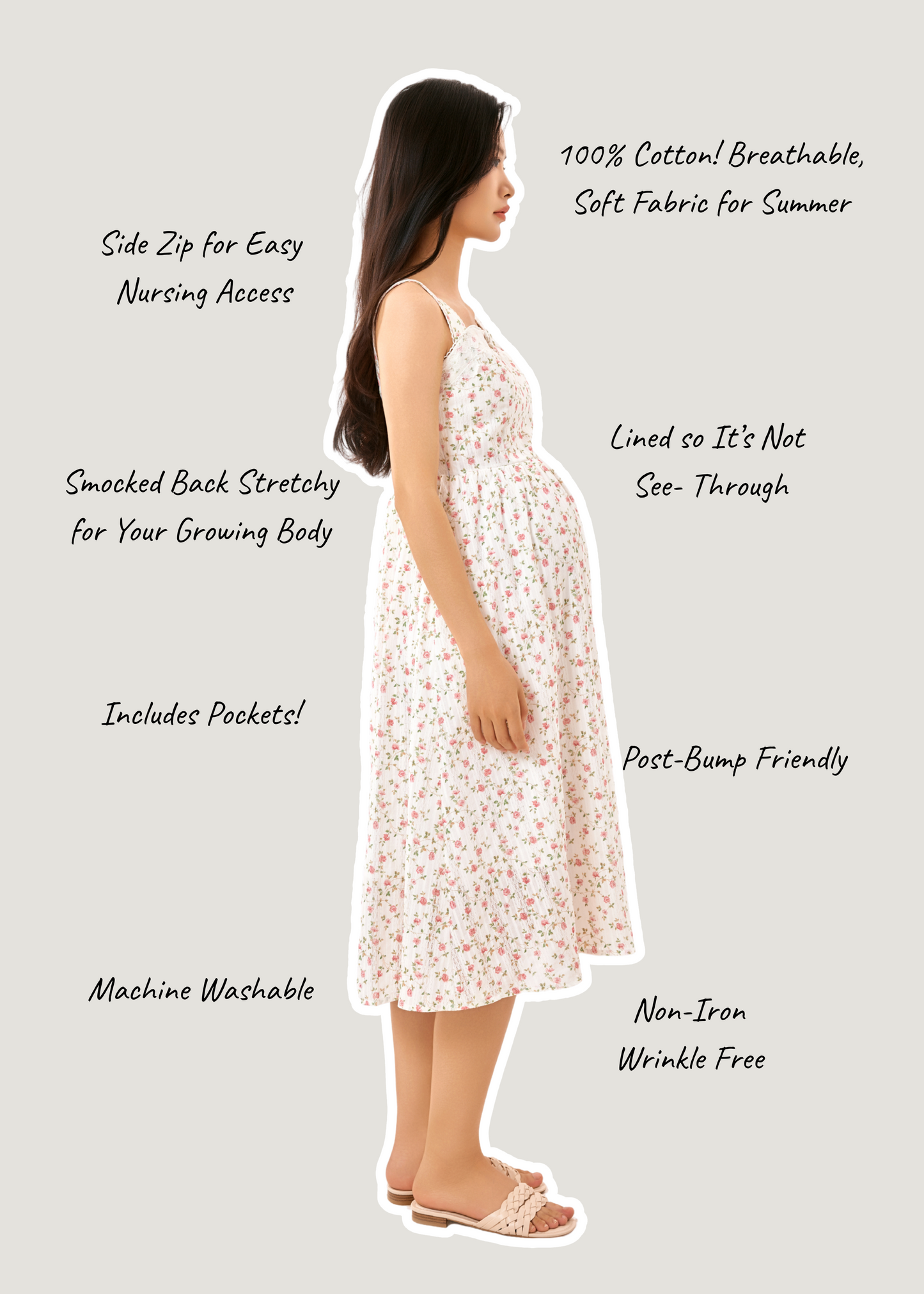 Floral Cotton Stretch Midi Dress